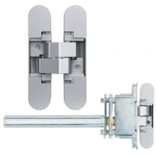 Anselmi Invisible Hinge<br />AN 108 3D SC45 Kit AN036 - Anselmi Self-Closing Hinge System - Aluminum Chrome, includes one AN 108 self closing hinge with two AN 160 hinges